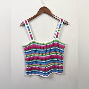 Gap multicolored stripe crochet knit tank top size M